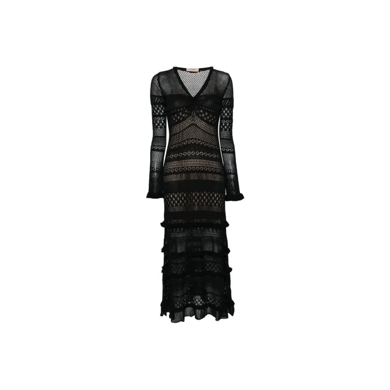 Twinset Open-knit Ruffled Maxi Dress-0