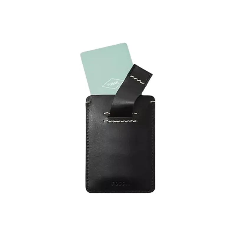 FOSSIL Leather Card Holder Card Holder Unisex Black-2