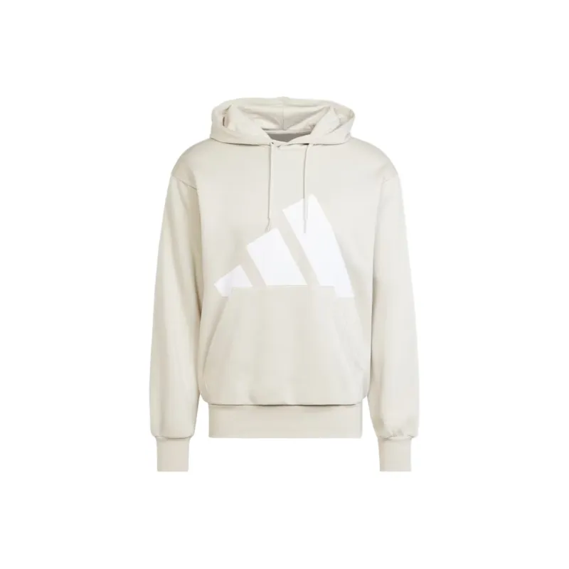 Adidas Essentials Big Logo Fleece Hoodie Sweatshirt Men's Beige-0