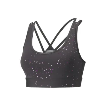 PUMA Mid Impact Stardust Crystal Sport Bra Sports Underwear Women's Black