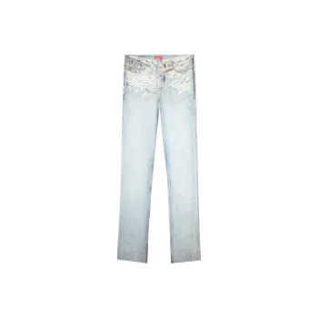 DIESEL Straight Placed Print Jeans 'Blue'
