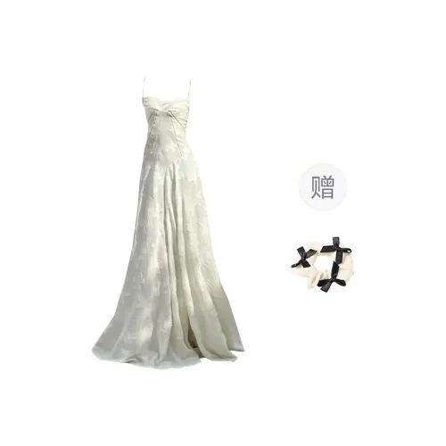 TORIGHT Slip Dress Women's White+Bowknot Hair Tie Comes With