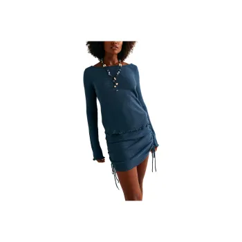 FREE PEOPLE Cabo Sweater Skirt Set Skirt Set Women's Sparkling Indigo