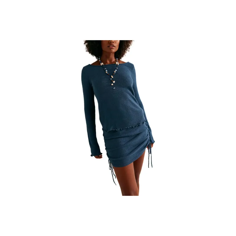 FREE PEOPLE Cabo Sweater Skirt Set Skirt Set Women's Sparkling Indigo-0