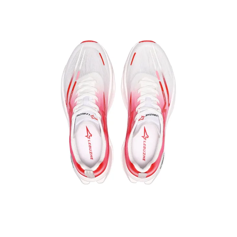 LEBUZHE Running Shoes Unisex Low Top White, Red-3