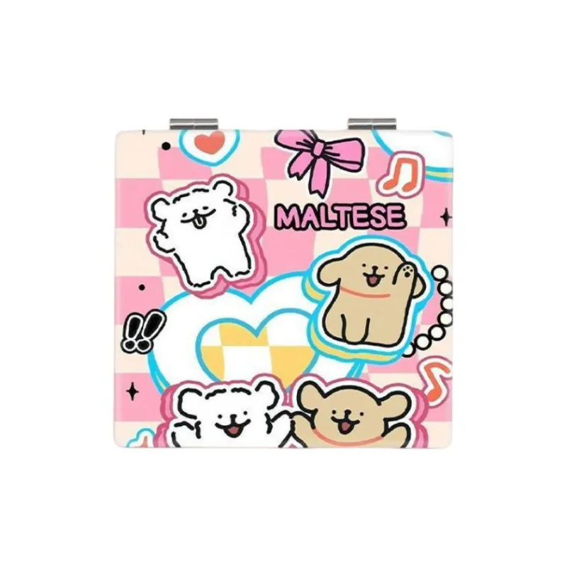 LIANXIANGKE Puppy Mini Portable Double Sided Foldable Mirror For Students, Travel, And Makeup Use-0