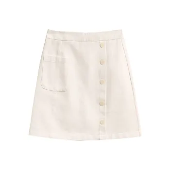 Olrain Denim Short Skirts Women's White