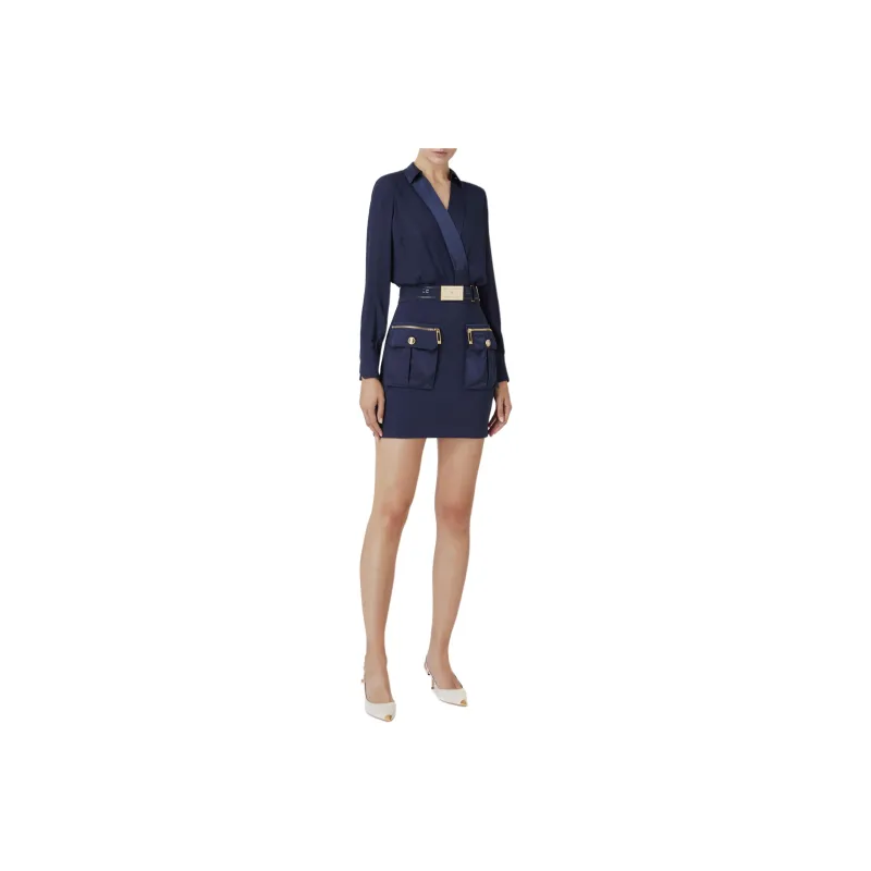 Elisabetta Franchi Long-Sleeved Dresses Women's Marine Blue-0