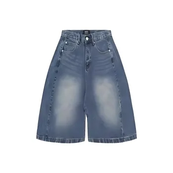 TONYBEAR Straight Fit Wide Leg Denim Shorts Men's