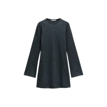 ZARA Long-Sleeved Dresses Women's Zebra Print Gray