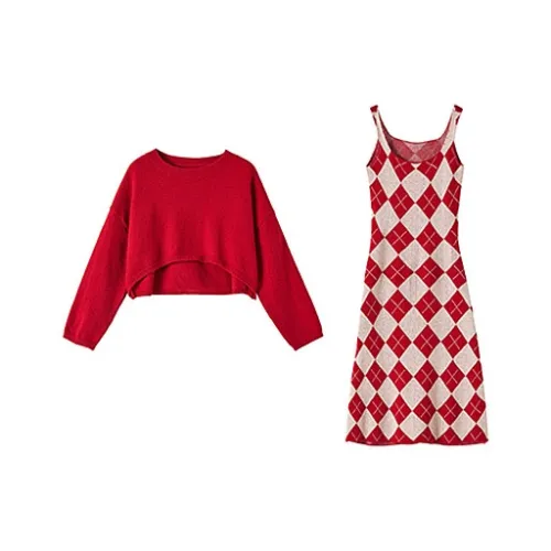 Dme Two Piece Skirt Sets Women's Red