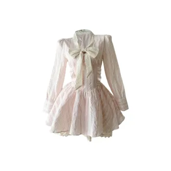XIAOJUCHUANLI Long Sleeved Dresses Women's Pink White