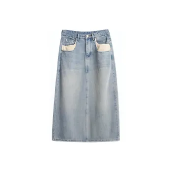 Ran and pure Casual Long Skirts Women's Blue