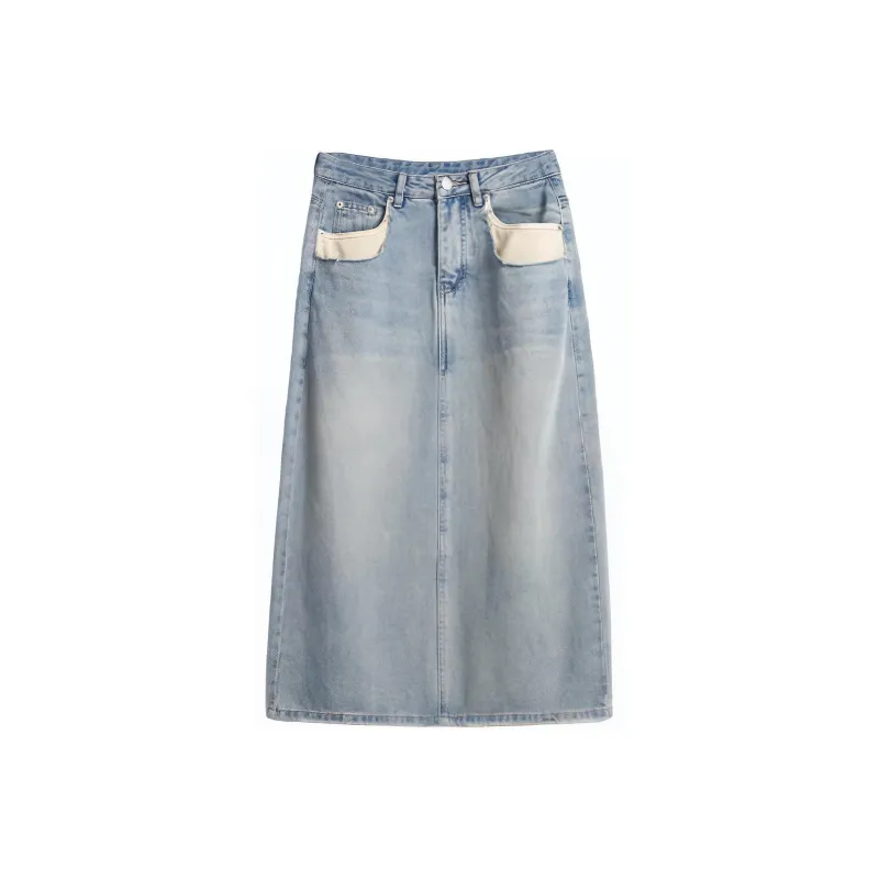 Ran and pure Casual Long Skirts Women's Blue-0