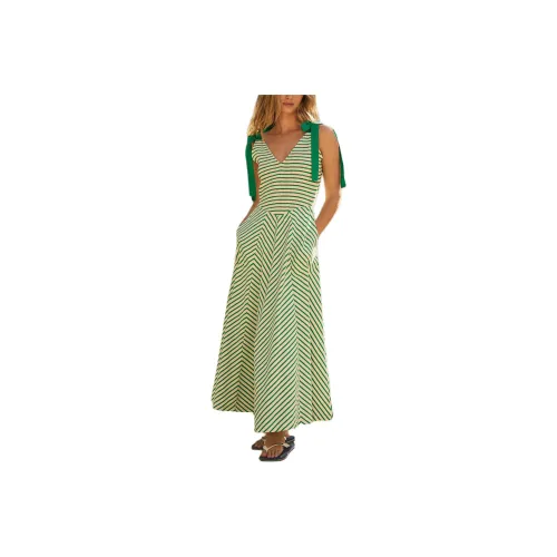 FREE PEOPLE Cecelia Midi Slip Dresses Women's Vivid Green Combo/Bright Green Combination