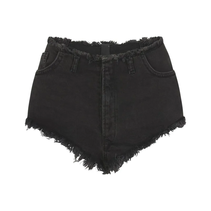 Skims Denim Shorts Women's Washable Agate Black-0