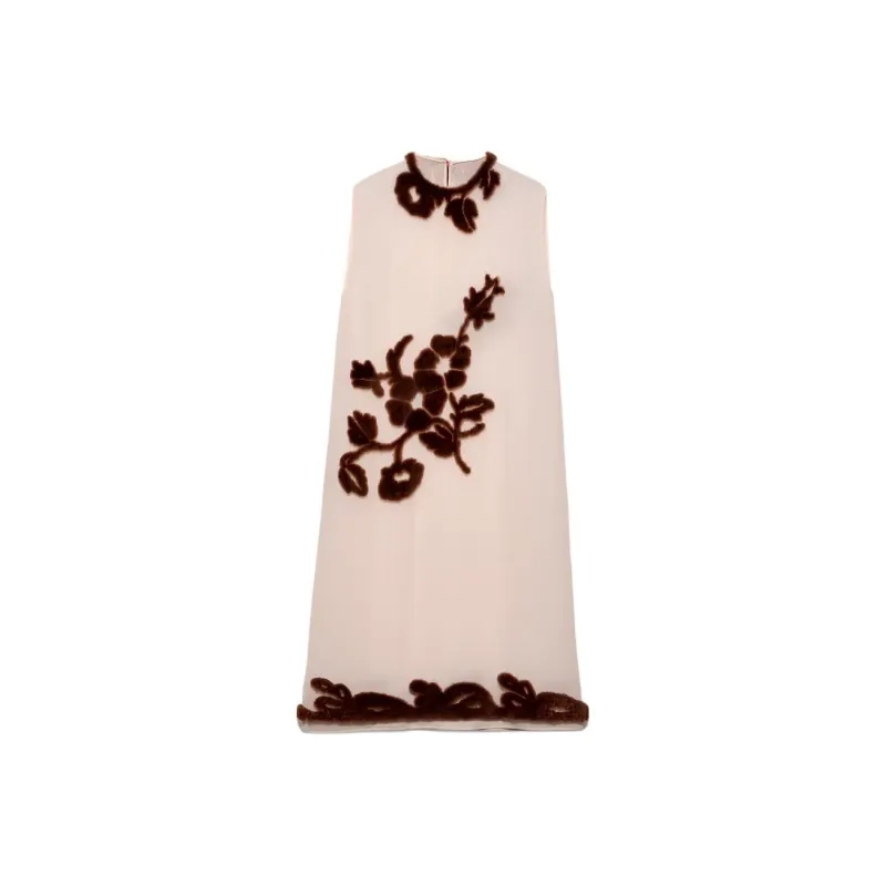 PRADA Floral embroidered Silk Midi Dress-0