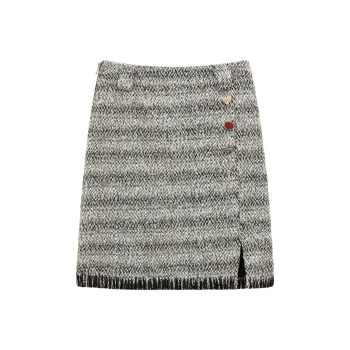 CHUU Casual Short Skirts Women's Black White Stripes