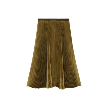 THEORY Casual Long Skirts Women's Olive Gold Green F0X