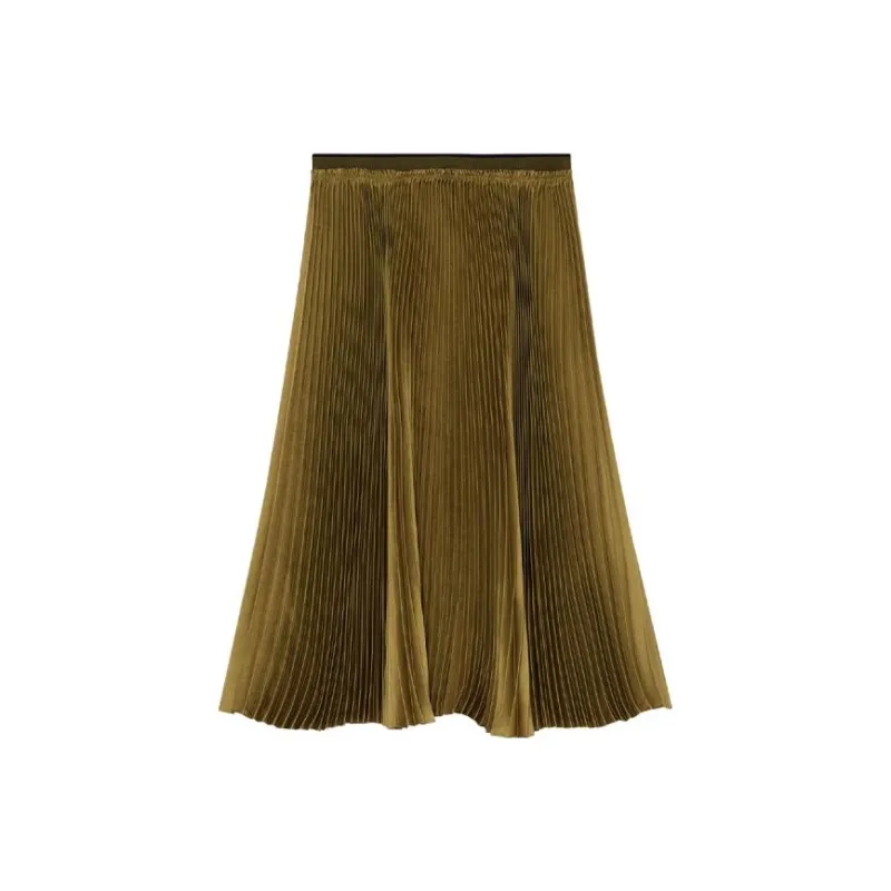 THEORY Casual Long Skirts Women's Olive Gold Green F0X-0