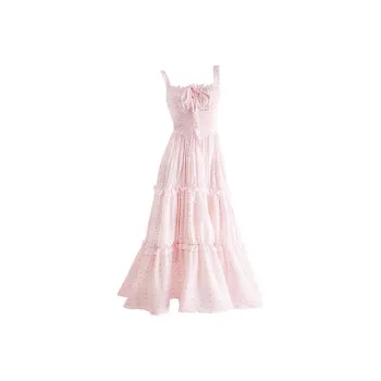 ABCMININ Slip Dress Women's Polka Dot Pink
