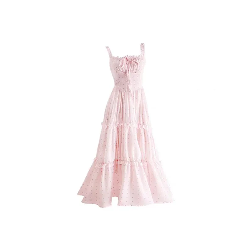 ABCMININ Slip Dress Women's Polka Dot Pink-0