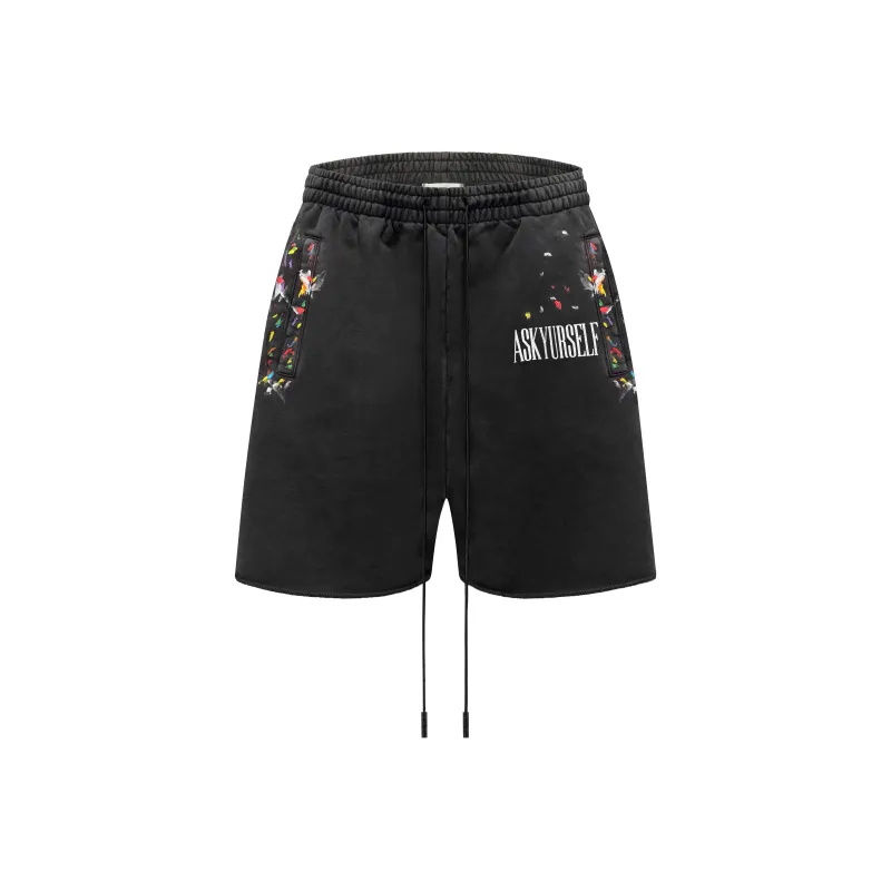 Askyurself Casual Shorts Unisex Washed Black-0