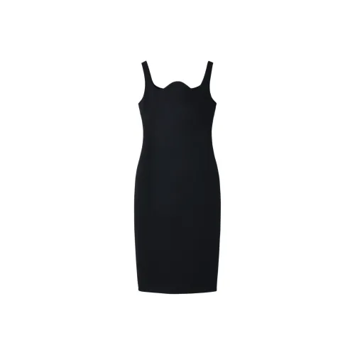 RECTO FW24 RC SIGNATURE CURVED NECK DRESS Slip Dresses Women's Black