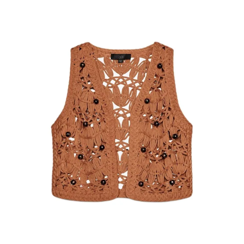 ZARA Tank Tops Women's Brown-0
