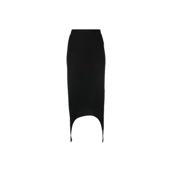Patou Elasticated Waistband Asymmetric Hem Midi Skirt