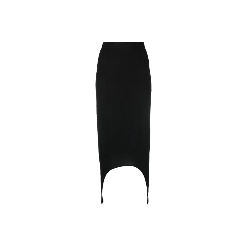 Patou Elasticated Waistband Asymmetric Hem Midi Skirt-0