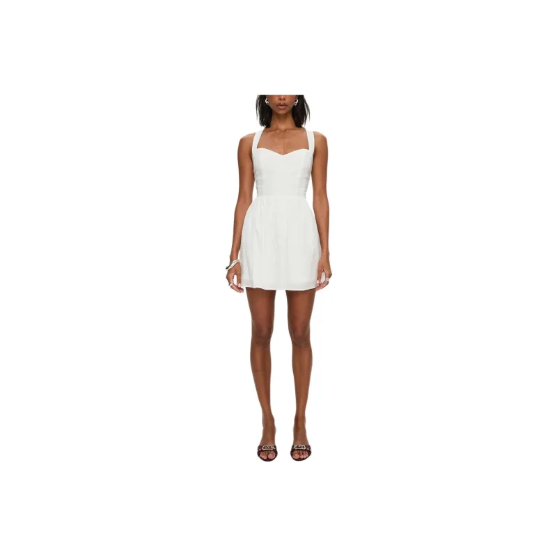 PRINCESS POLLY Zolena Halter Mini Dress Slip Dress Women's White/White-0