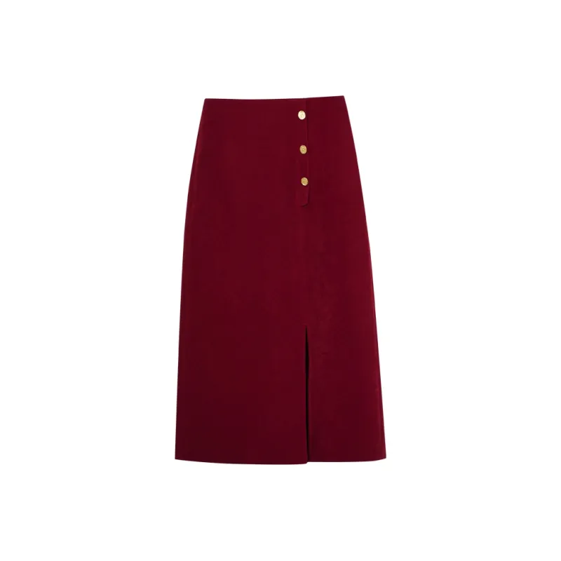 Olrain Casual Long Skirts Women's Red-0