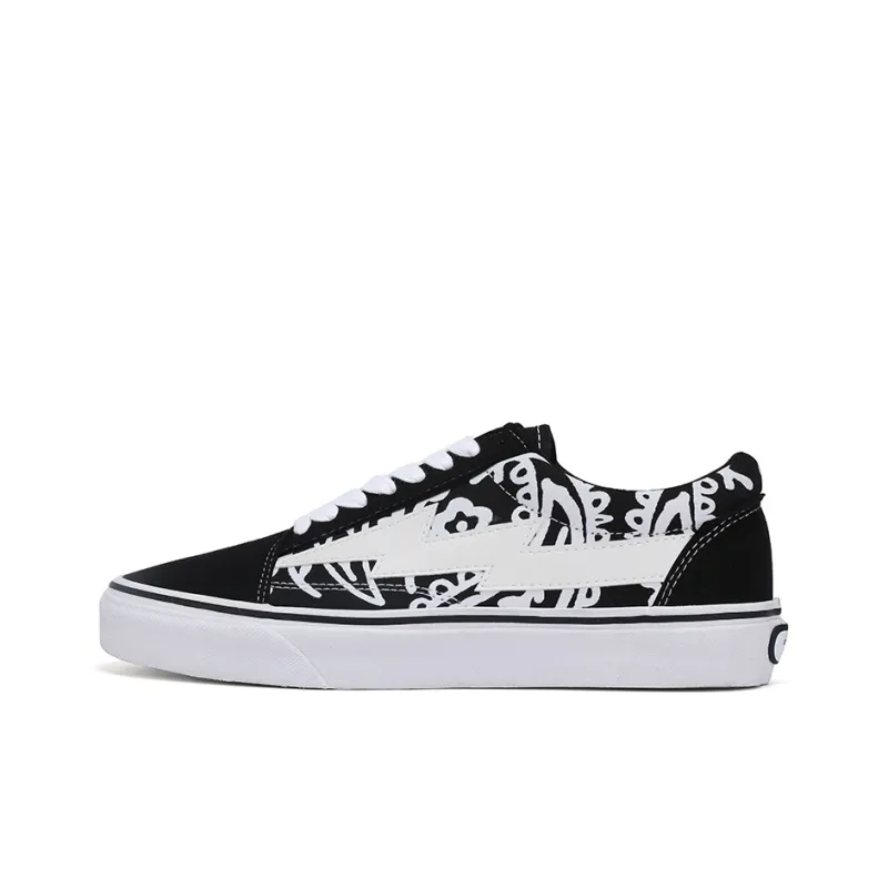 REVENFE X SPOTM x BURNING FLAME Slip Resistant, Abrasion Resistant, Breathable Low Top Canvas Shoes Unisex-55