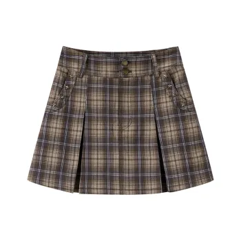 LEDIN Casual Short Skirts Women's Unisex Plaid