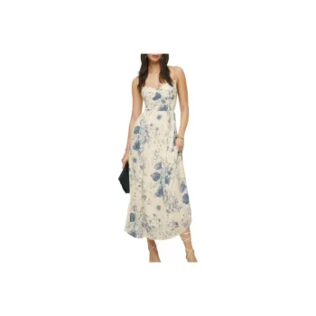 REFORMATION Jaelyn Dress Slip Dresses Women's White Base Blue Multicolor