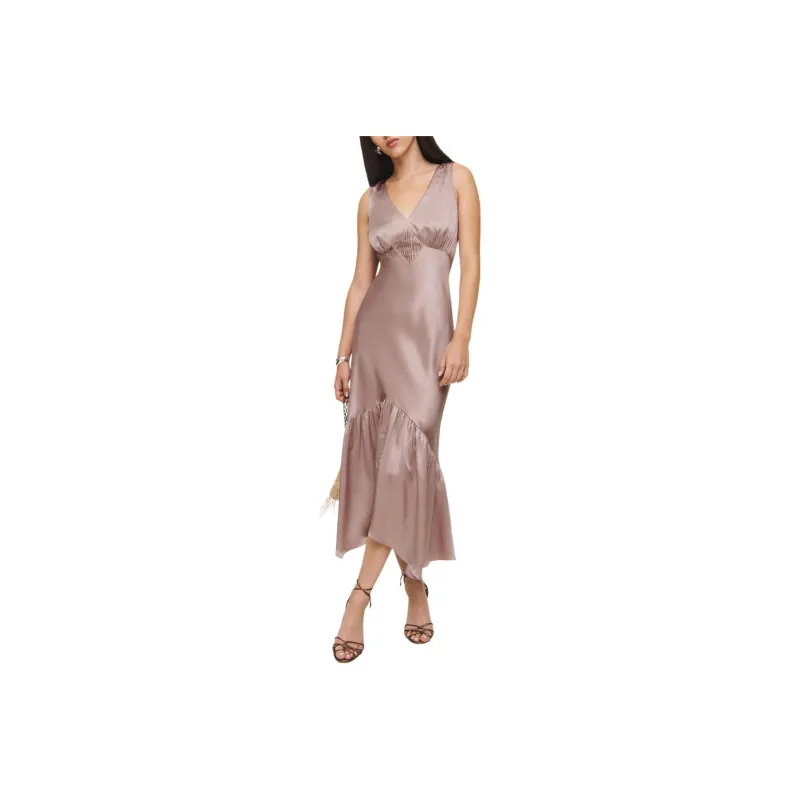 REFORMATION Cordia Silk Dress Sleeveless Dress Women's Light Purple-0