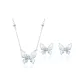 925 Silver-Ice Island Butterfly Necklace+Stud Earrings Clothing Sets