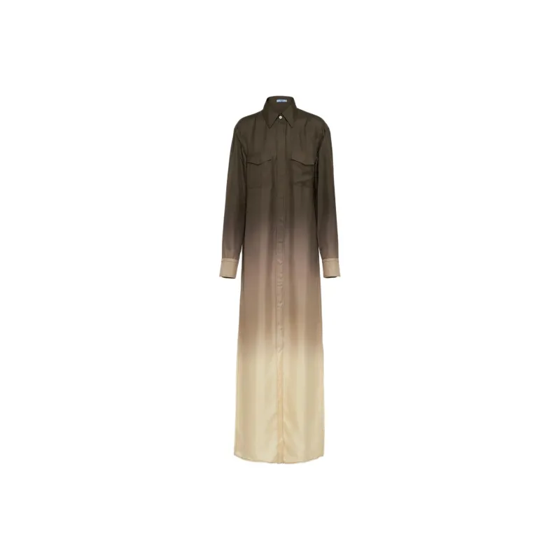 PRADA Ombré effect Silk twill Shirt Dress-0