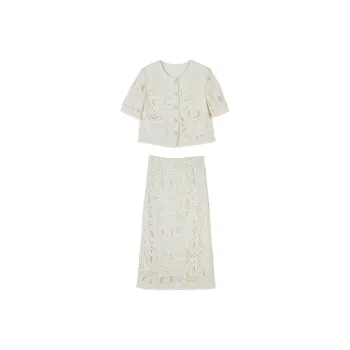 XIANGYING Skirt Set Women's Beige