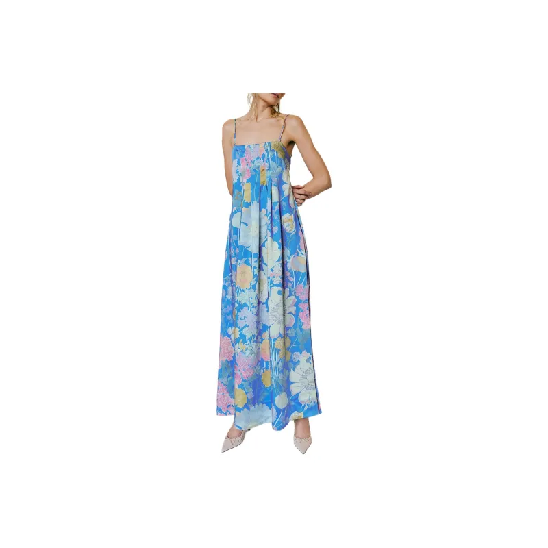 FREE PEOPLE Botanical Maxi Dress Slip Dresses Women's Blue Combo/Blue Combo-0