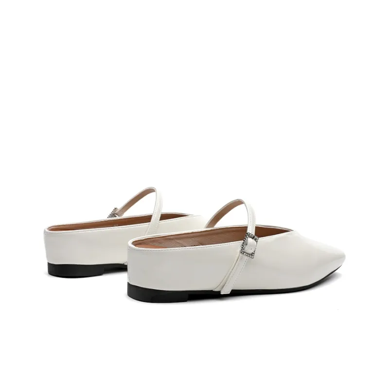 ABIDJAN Rubber Sole Leather Patchwork Odor Resistant Closed Toe Slippers Women's-5
