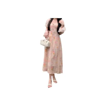 The Temptation Of The Muse Long Sleeved Dress Women's Spring Light Peach