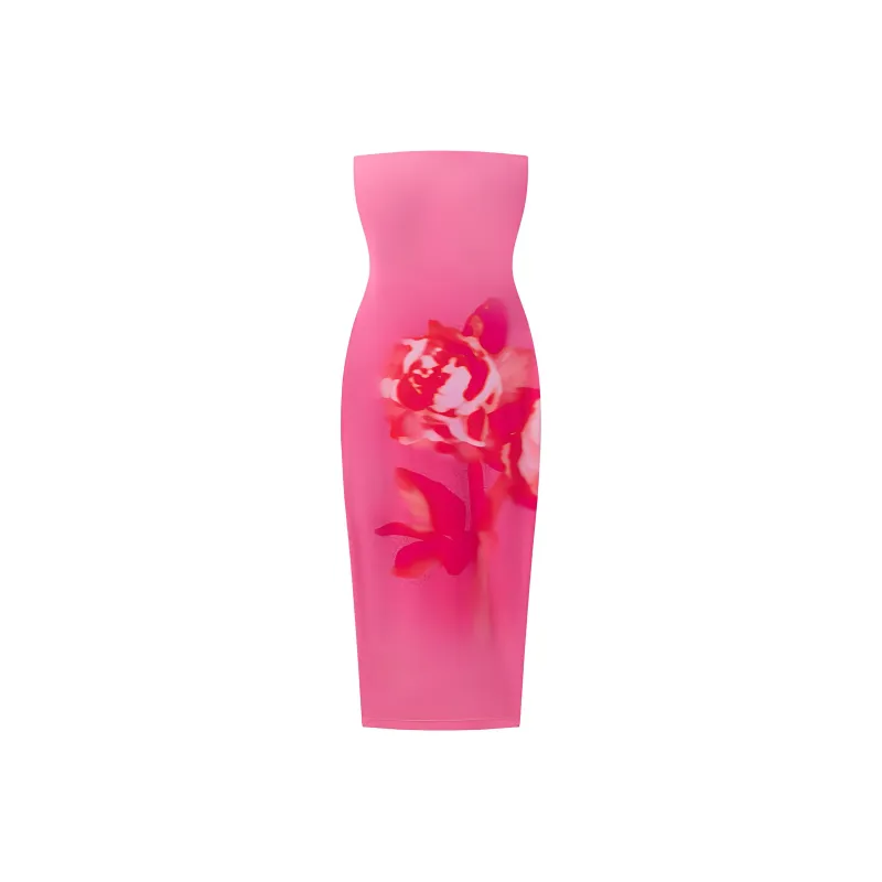 Khy x IOANNES FW24 Smooth Stretch Strapless Midi Dress Sleeveless Dress Women's Pink Peony-0