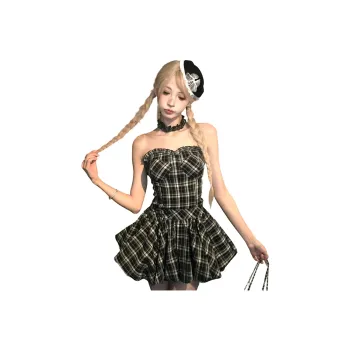 COVER TIME Sleeveless Dress Women's Black Plaid