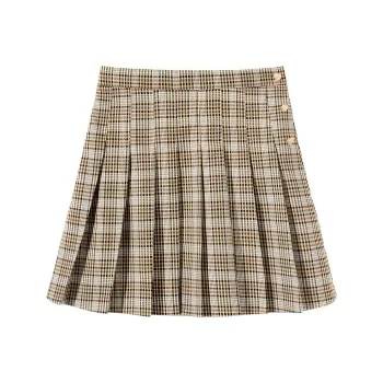 EICHITOO Casual Short Skirts Women's Khaki Plaid