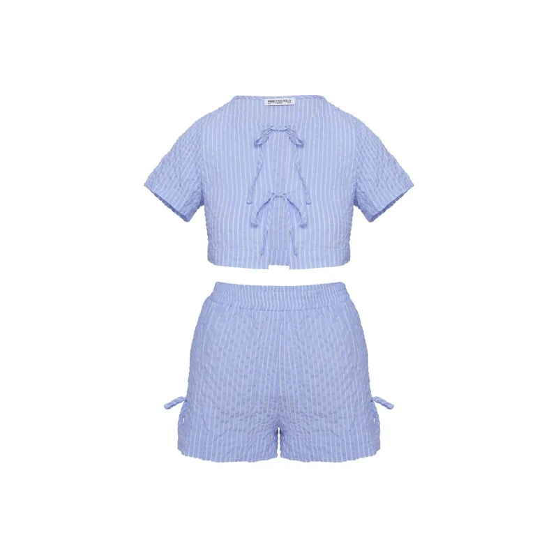 PRINCESS POLLY RINNA SET Casual Suit Women's Blue Stripes-0