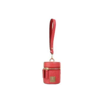 MCM Cow Leather Cylinder Bag Handbag Crossbody Bag Extra Small Women's Red