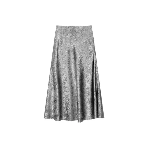 Broadcast Casual Long Skirts Women's Holographic Silver