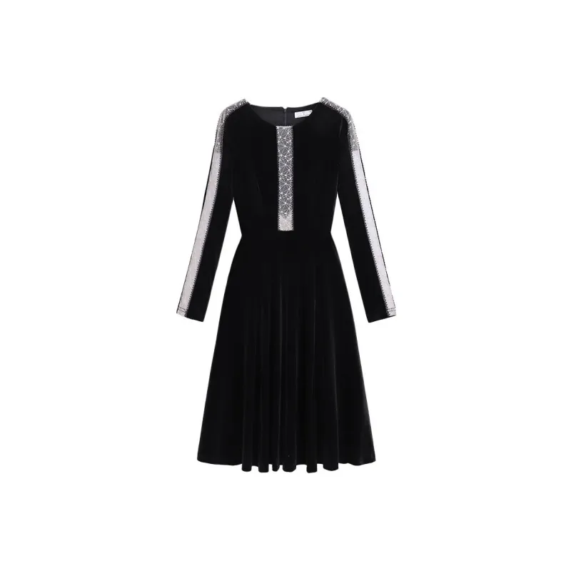 Silky Queen Long Sleeved Dresses Women's Black-0